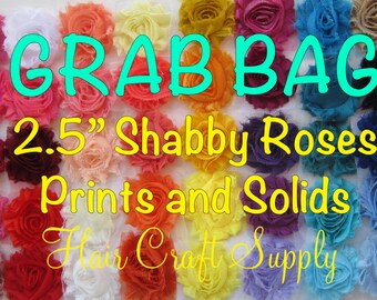 CLEARANCE --  50 Shabby Flowers - GRAB BAG - No special requests - We choose colors! Mix of solids and prints