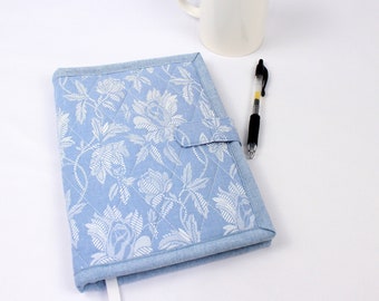 Quilted fabric journal cover with spiral notebook