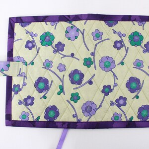 Quilted notebook cover with A5 spiral notebook -purple/teal Asian floral image 3
