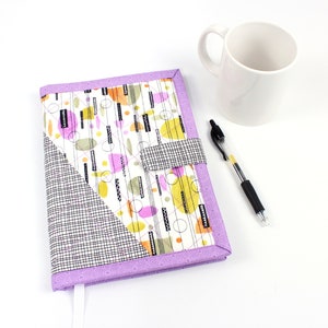 Quilted fabric journal cover with spiral notebook