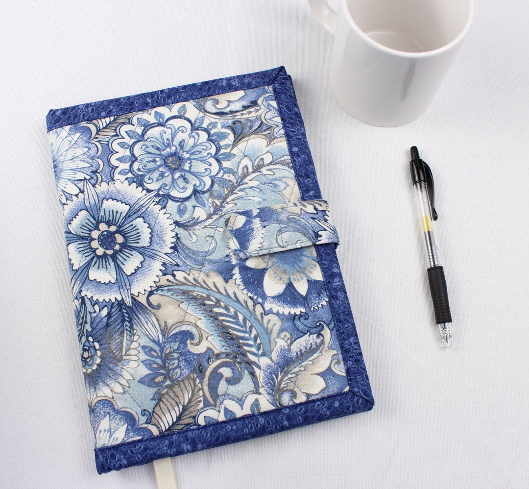 Quilted Notebook Cover With A5 Spiral Notebook blue Floral Etsy
