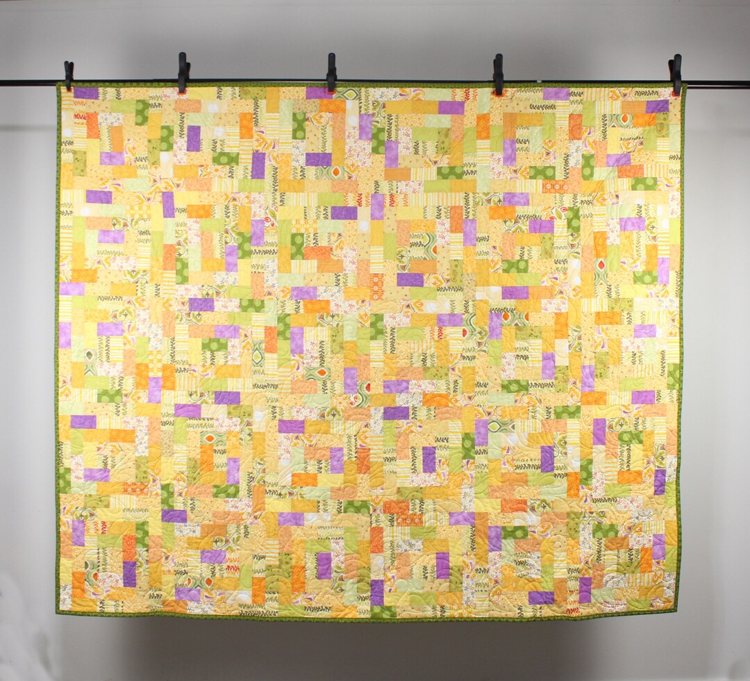 Handmade Colorful Scrappy Throw Quilt - Etsy