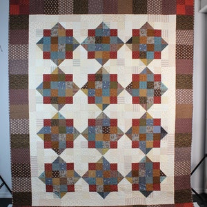 Handmade Patchwork Scrappy Quilt, Full Size, Civil War Reproduction Fabrics