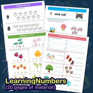Math Worksheets, Learning Numbers Worksheets, Kids Math, Printable Math Worksheets, Home School Math, Instant Download Math Worksheets