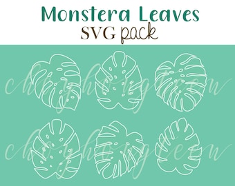 Monstera Leaves SVG Pack, Plant SVG Cut File, Monstera Outline SVG, Monstera Cut File, Monstera Clipart