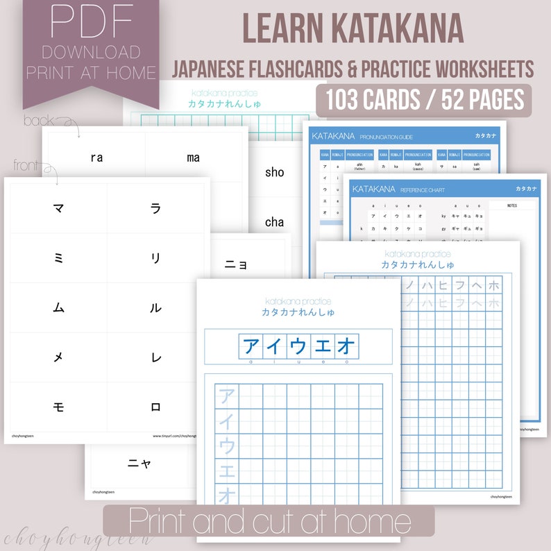 Learn Katakana Learn Japanese Japanese Katakana Flashcards Etsy