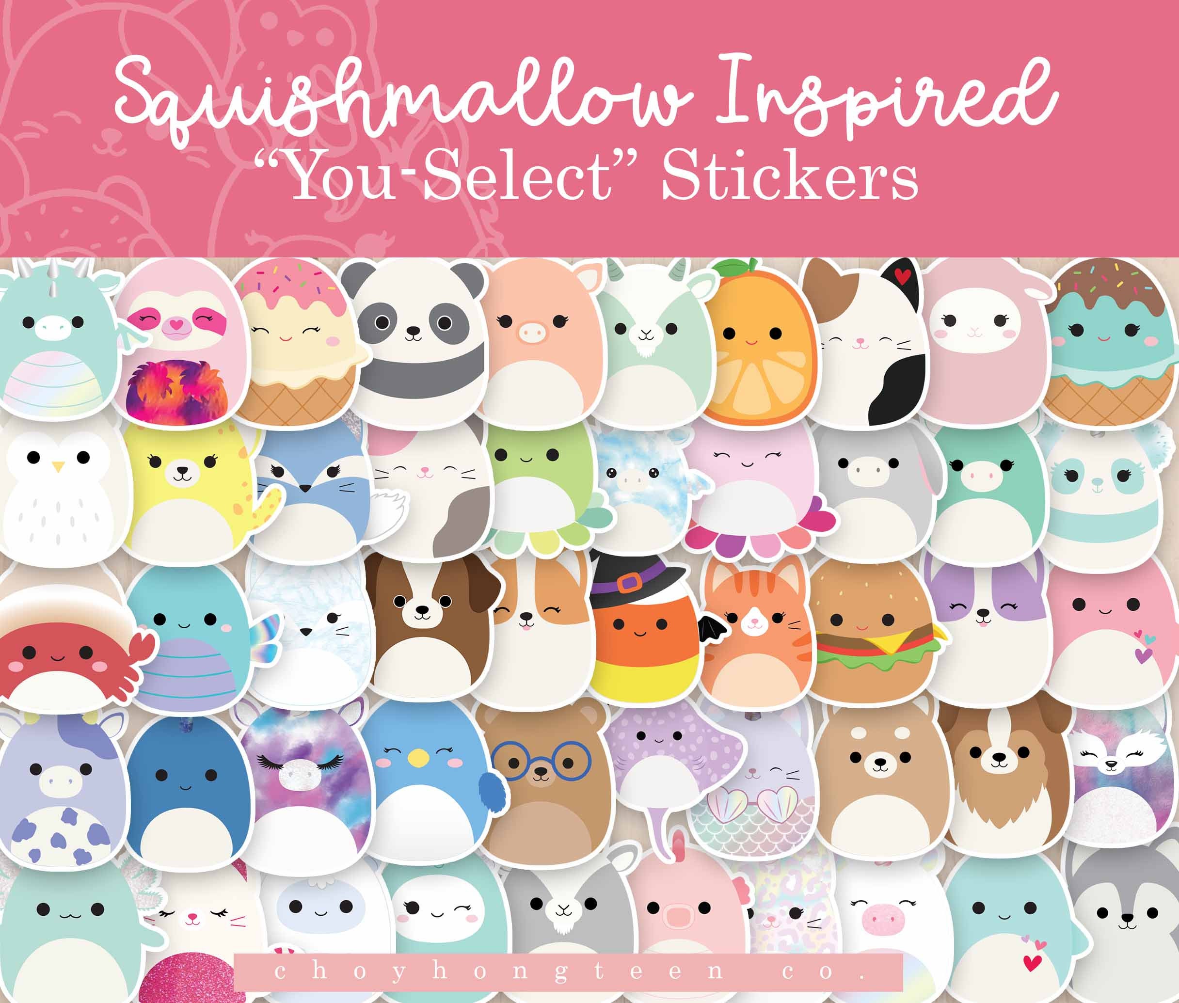 90 Designs Customizable Squishmallow Sticker Premium Vinyl, Waterproof  Stickers, Hydroflask Stickers, Journal, Squish Sticker Pack 