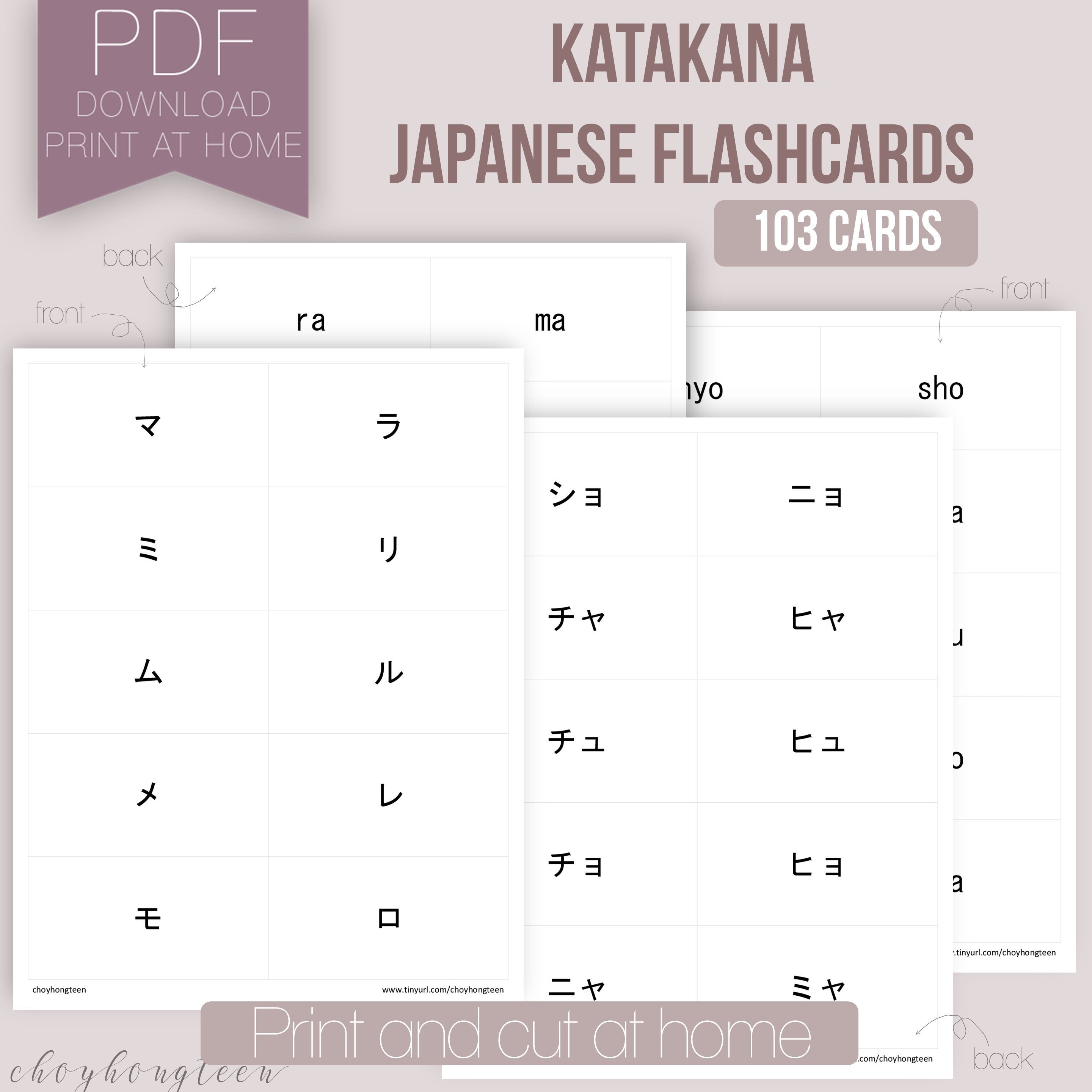 Learn Katakana Learn Japanese Japanese Katakana Flashcards Etsy