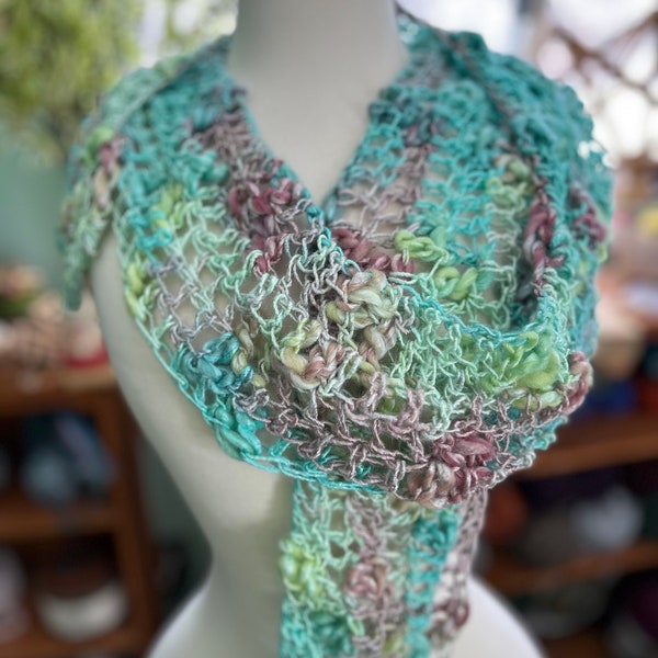 New Colors! Crochet Lacy Scarf/ Spring Summer Scarf/ Lace Scarf/ Light Weight Scarf/ Summer Wrap