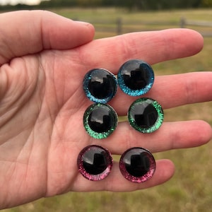 18mm, 25mm or 30mm Amigurumi Glitter Safety Eyes!  10 Different Colors!  Eyes for toys,