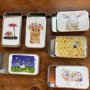Travel Tin, Stitch Marker Tin, Crochet Notions Nin, Knitting Notions Tin, Cute Animals Tin, Hedge Hog Tin, Alpaca Tin, Bee Tin, Sheep Tin