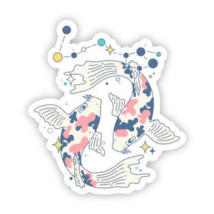 Pisces Astrology Symbol Sticker | Waterproof Vinyl for Laptops, Water Bottles, Car Windows | Zodiac Fish Illustration