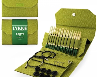Lykke Grove 3.5in tips Interchangeable Circular Bamboo Knitting Needle Set.  Free Shipping