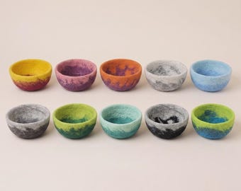Small Ombre Felt Bowl – Handmade Wool Storage Basket – Cozy Eco-Friendly, New Ombres!