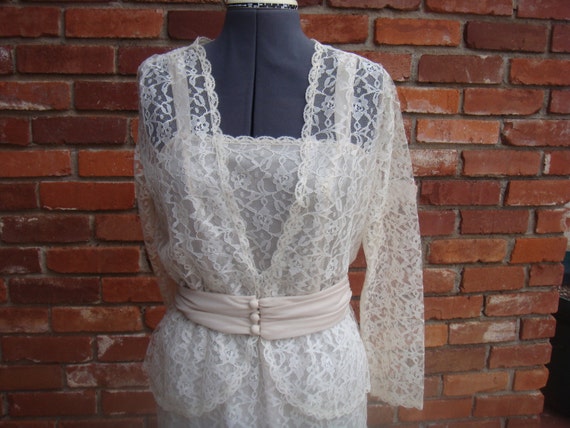 Mary Martin Lace Dress Wedding Garden Party Peplu… - image 1