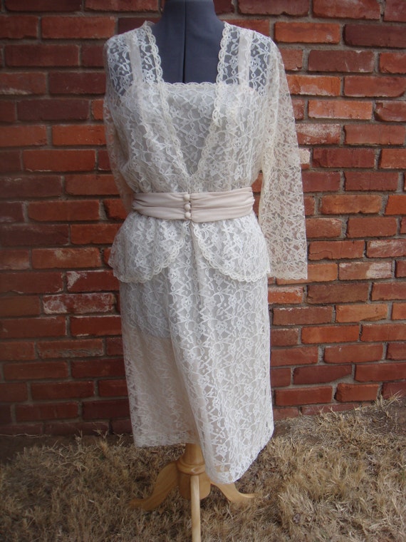Mary Martin Lace Dress Wedding Garden Party Peplu… - image 2