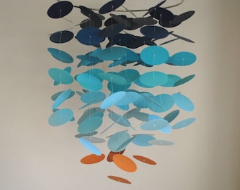 Blue, Aqua, Orange Ombre Circle Dot Mobile // Nursery Mobile // Baby Mobile