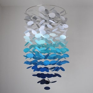 Ocean Ombre Floating Dot Mobile (Large) - Gray, white, blue // Nursery Mobile - Choose Your Colors