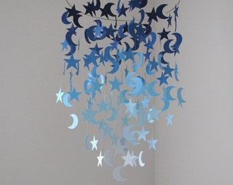 Moon and Stars Mobile // Nursery Mobile // Baby Mobile Art - Choose Your Colors