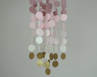 Dusty Rose Ombre/Gold Chandelier Mobile// Nursery Mobile - Choose Your Colors