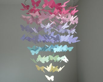 Butterfly Mobile - Pastel Rainbow Ombre (Large) // Nursery Mobile