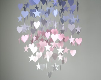 Heart and Star Mobile (Large) // Nursery Mobile // Baby Mobile - Choose Your Colors