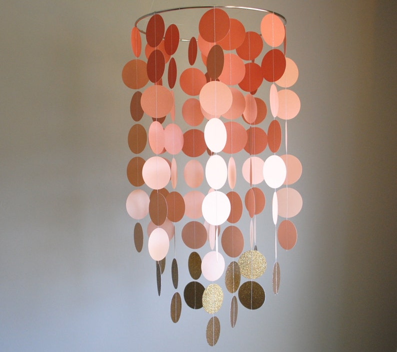 Coral/Peach/Gold Chandelier Mobile// Nursery Mobile ...