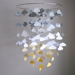 Gray & Yellow Cloud Mobile (Large) // Nursery Mobile - Choose Your Colors