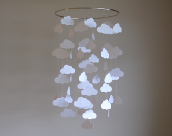 White Cloud Mobile // Nursery Mobile // Baby Mobile - Choose Your Colors