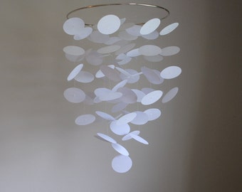 White Floating Dot Mobile // Nursery Mobile // Baby Mobile