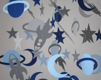 Outer Space Mobile / Planets, Moons, Rockets, Stars // Nursery Mobile - Choose Your Colors