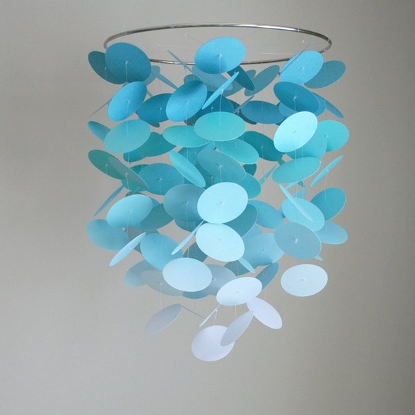 Aqua/niebieski/turkusowy/turkusowy/seafoam Ombre Circle dot Mobile//przedszkola Mobile//wybierz kolory