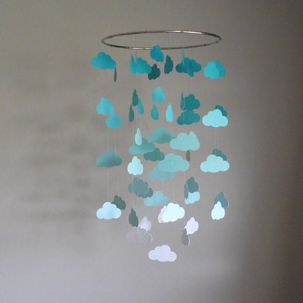 Teal/Turquoise/Aqua Clouds Mobile // Nursery Mobile - Choose Your Colors