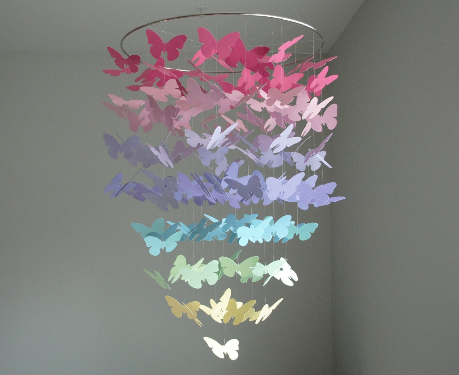Butterfly Mobile - Pastel Rainbow Ombre (Large) // Nursery Mobile