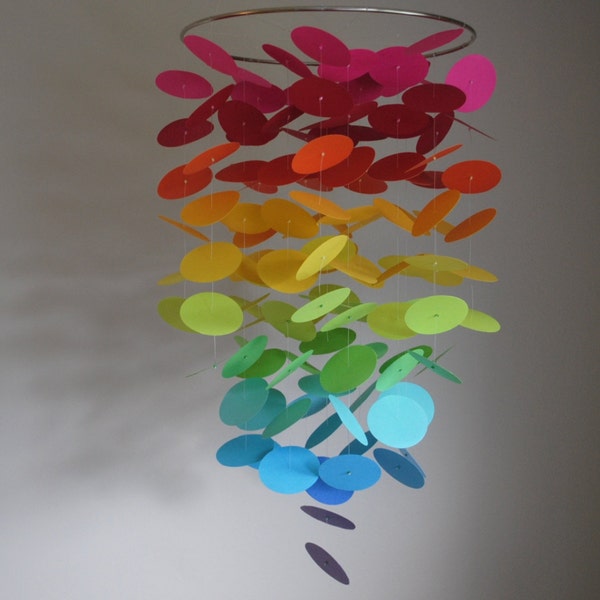 Rainbow Ombre Circle Dot Mobile // Baby Mobile