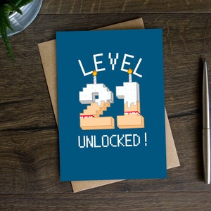 21. Geburtstagskarte, Level Up Karte, Zahlen Geburtstagskarte, Geburtstagsalterskarte, Gamer Geburtstagskarte, Gaming Karte, Karte für Ihn, für Sie, Freund