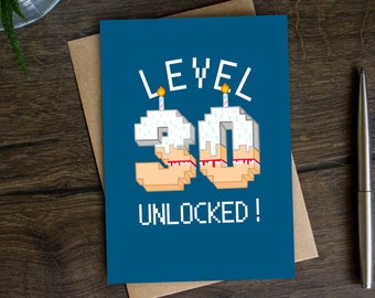 30th Birthday Card For Him, Level Unlocked Birthday Card, Milestone Age Card for Gamer, Gaming Card for Her, Brother, Sister, Friend, Son