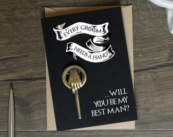 Will You Be My Best Man Card, Groomsman Proposal, Wedding, Hand of the King Pin, Best Man To Be, Future Best Man, Best Man Ask, Nerd, Geek