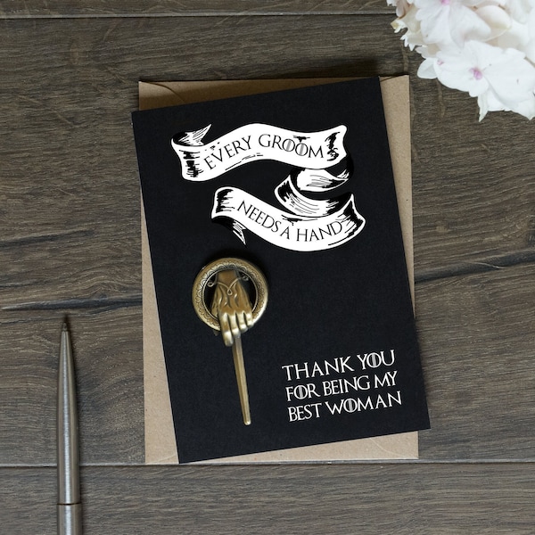 Best Woman Thank You Card, Thank You Gift From Groom, Best Man Favour, Geek, Wedding Thank You Gift for Her, Ring Bearer, Groomswoman Gift