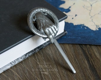 Silver Hand of the King Pin, Hand of the Queen, Birthday Gift for Him, Gift for Best Friend, Pin Collector, Geek, Nerd, Cosplay, Fantasy