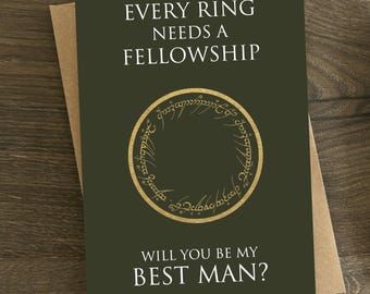 Will You Be My Best Man Card, Best Man Proposal, Best Man To Be, Future Best Man, Elf, Tolkien, Book, Bookish - GREETINGS CARD ONLY