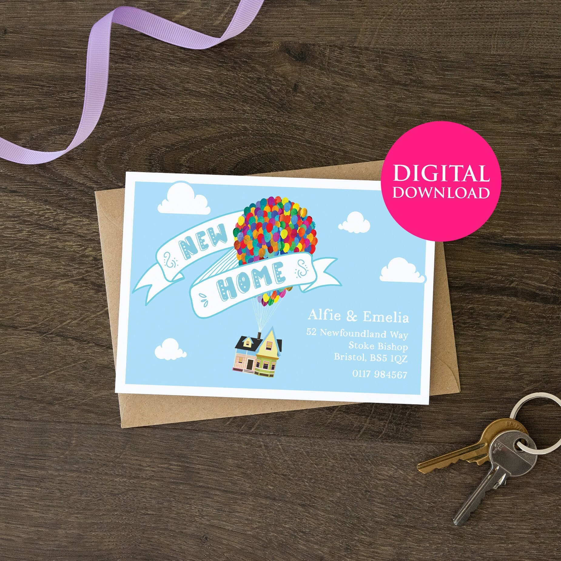 Personalisierte neues Zuhause Umzugsmitteilung Postkarte, DIGITAL DOWNLOAD, neue Adresse, Adressänderung Familie, Uni, Umzug, Wohnung
