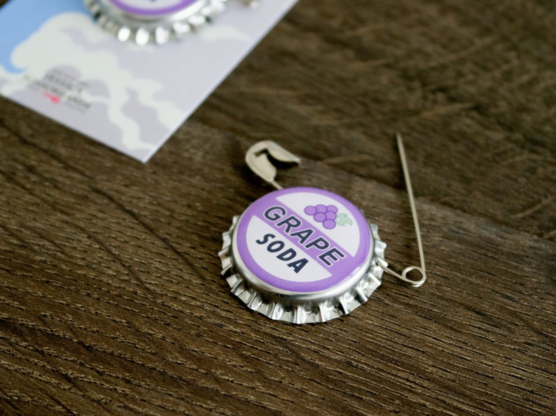 Grape Soda Pin, Birthday Gift for Her, Anniversary Present for Boyfriend, Husband, Wedding Gift for Groom, Ellie Badge, Bridesmaid, Friend image 2