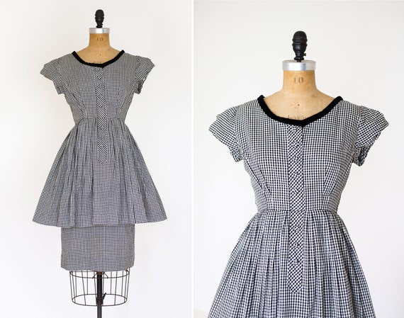 Vintage 1950s Gingham Dress 50s Day Dress Cotton Wiggle - Etsy