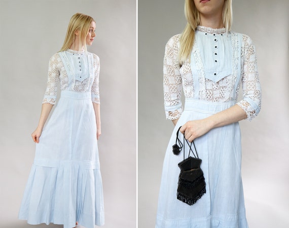 RARE vintage 1910s blue edwardian dress | 1910 tit