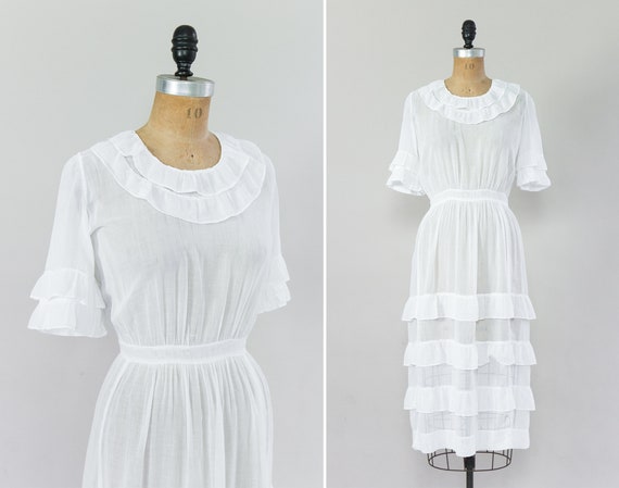 antique 1910s cotton dress | Edwardian lawn dress