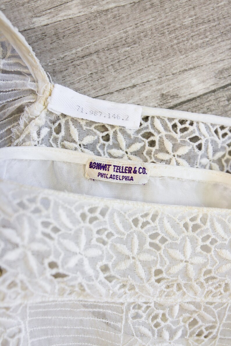 1900s antique lace blouse with puff sleeves vintage 1910s blouse by Bonwit Teller Victorian Edwardian bodice shirtwaist