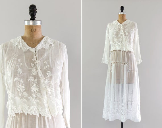 antique 1910s dress | cotton white edwardian dress
