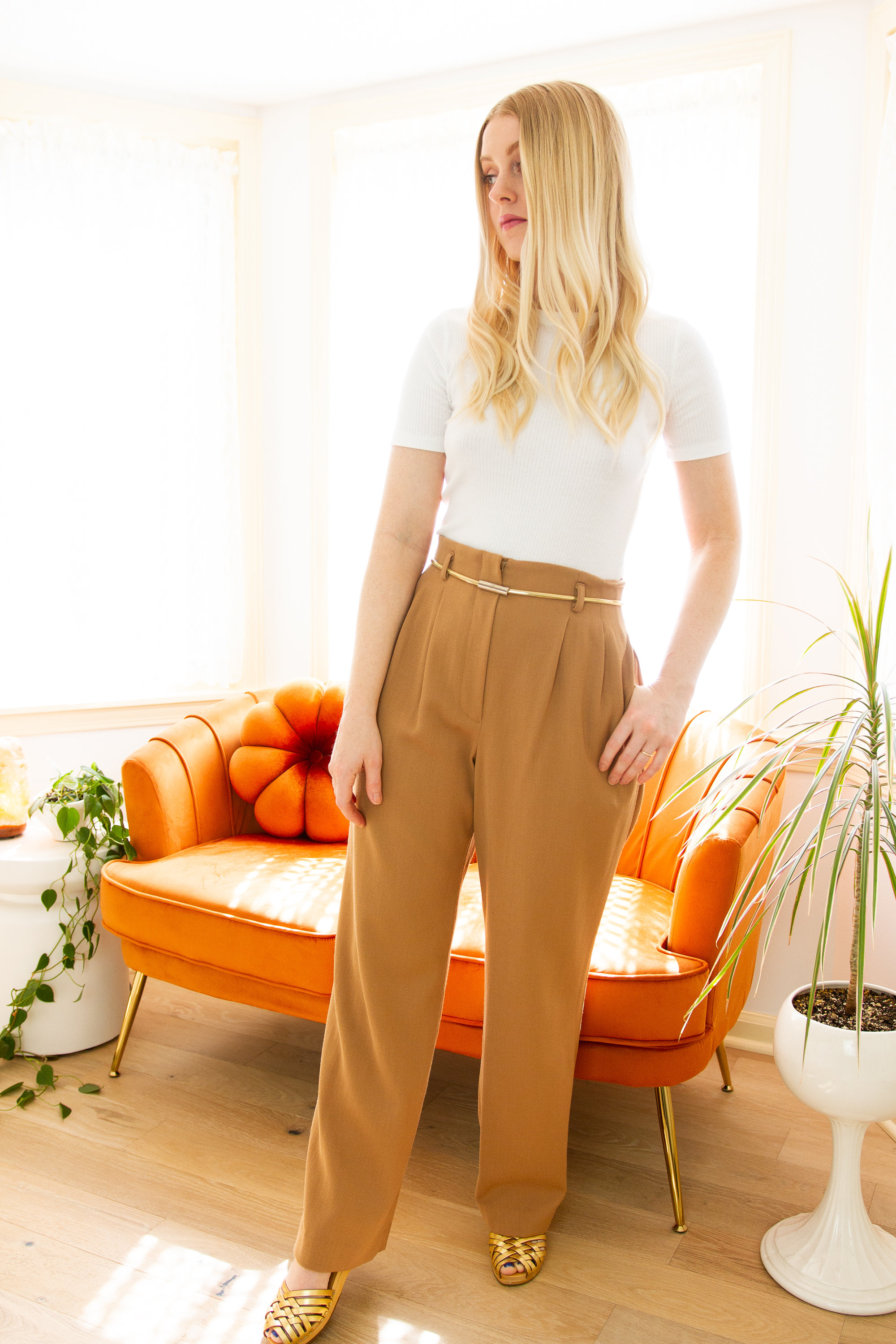 Vintage womens wool trousers camel high waisted slacks women Etsy
