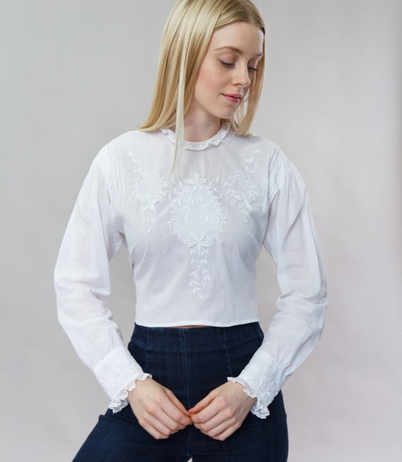 vintage 1910s blouse | Edwardian blouse white | 19
